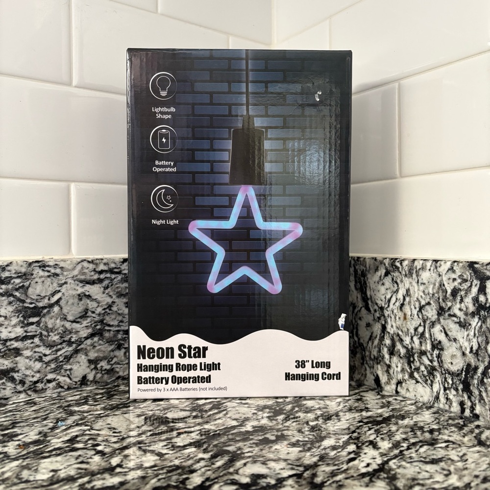 Neon Star Hanging Rope Light